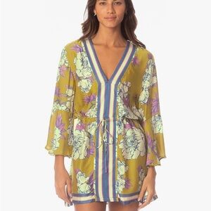 Floral V-Neck Dress with Bell Sleeves
